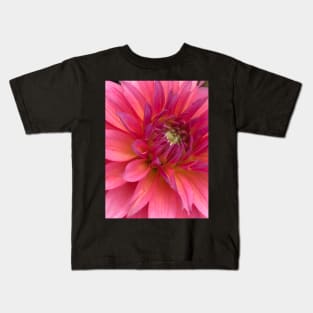 Neon Pink Summer Dahlia Bud Kids T-Shirt